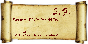 Sturm Flórián névjegykártya